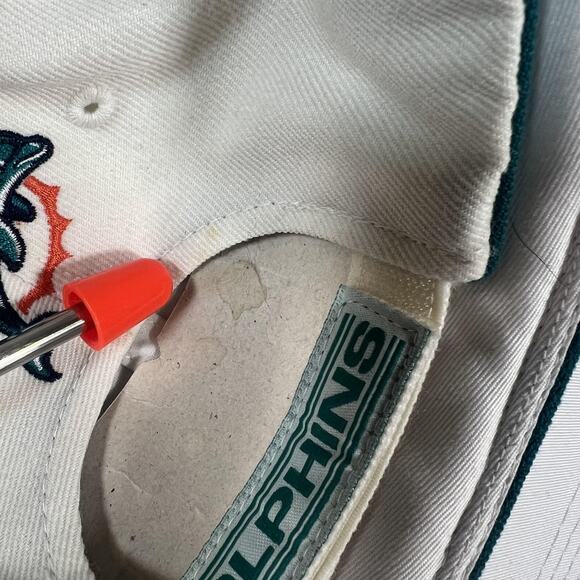 Miami Dolphins Men's Hat Cap Strap Back White Teal NFL Football Script Throwback - Picture 10 of 11